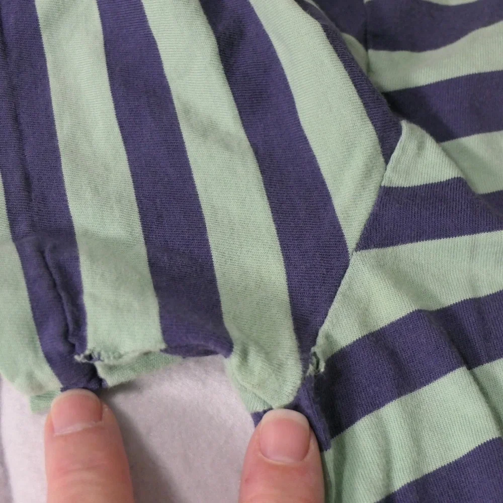 Vintage 90s Polo Ralph Lauren Mens T Shirt L Green Blue Striped Distressed Y2K